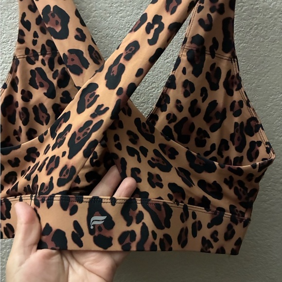 Fabletics Oasis Twist Medium Impact Sports Bra Leopard Print - Picture 8 of 14